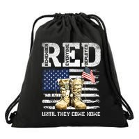 RED Friday Remember Everyone Deployed Every Friday Veterans Drawstring Bag