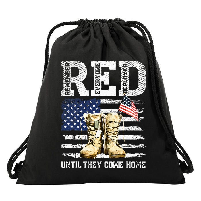 RED Friday Remember Everyone Deployed Every Friday Veterans Drawstring Bag