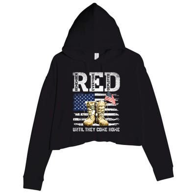 RED Friday Remember Everyone Deployed Every Friday Veterans Crop Fleece Hoodie