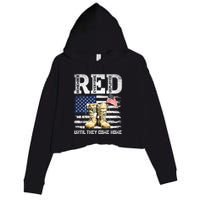 RED Friday Remember Everyone Deployed Every Friday Veterans Crop Fleece Hoodie