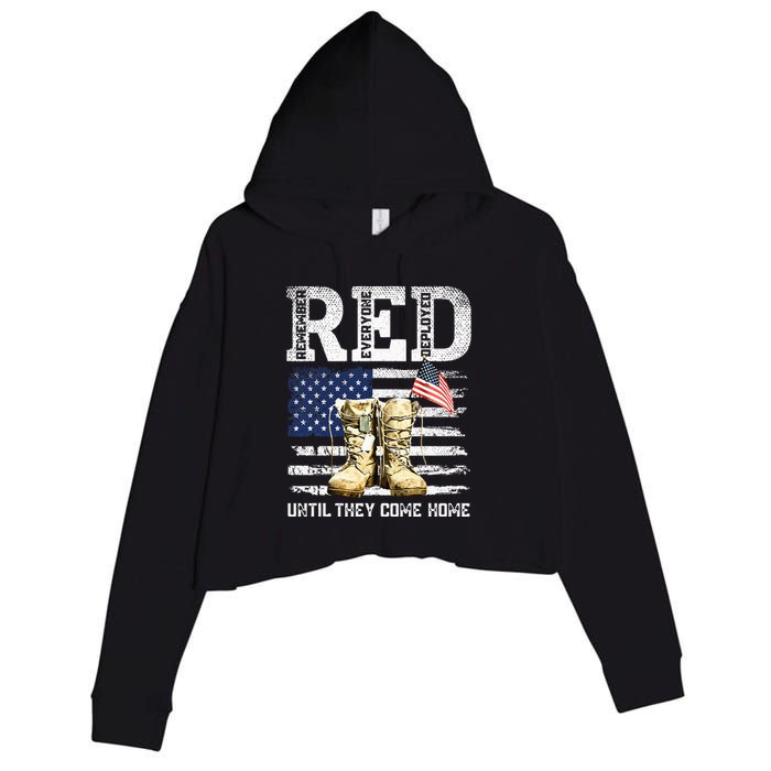 RED Friday Remember Everyone Deployed Every Friday Veterans Crop Fleece Hoodie