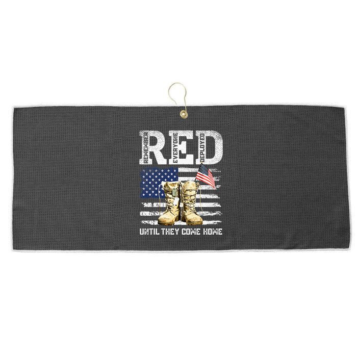 RED Friday Remember Everyone Deployed Every Friday Veterans Large Microfiber Waffle Golf Towel