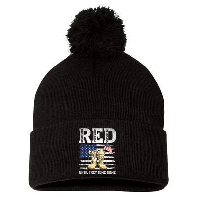 RED Friday Remember Everyone Deployed Every Friday Veterans Pom Pom 12in Knit Beanie
