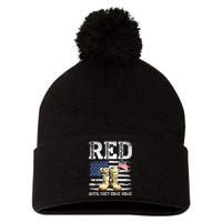 RED Friday Remember Everyone Deployed Every Friday Veterans Pom Pom 12in Knit Beanie