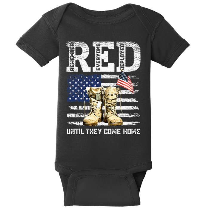 RED Friday Remember Everyone Deployed Every Friday Veterans Baby Bodysuit