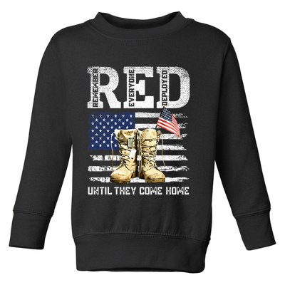 RED Friday Remember Everyone Deployed Every Friday Veterans Toddler Sweatshirt
