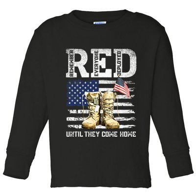 RED Friday Remember Everyone Deployed Every Friday Veterans Toddler Long Sleeve Shirt
