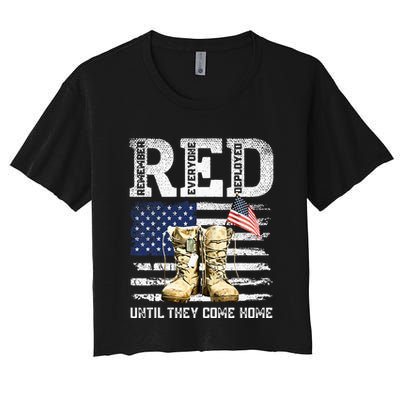 RED Friday Remember Everyone Deployed Every Friday Veterans Crop Top