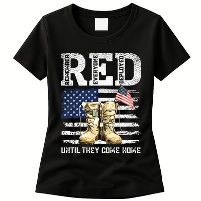 RED Friday Remember Everyone Deployed Every Friday Veterans Womens T-Shirt