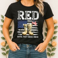 RED Friday Remember Everyone Deployed Every Friday Veterans Womens T-Shirt