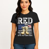 RED Friday Remember Everyone Deployed Every Friday Veterans Womens T-Shirt