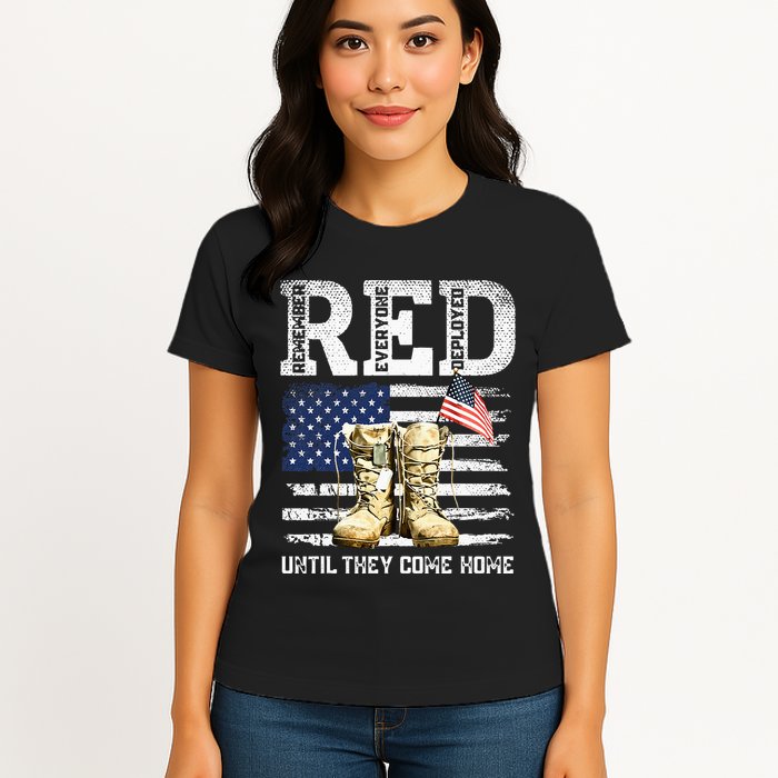 RED Friday Remember Everyone Deployed Every Friday Veterans Womens T-Shirt