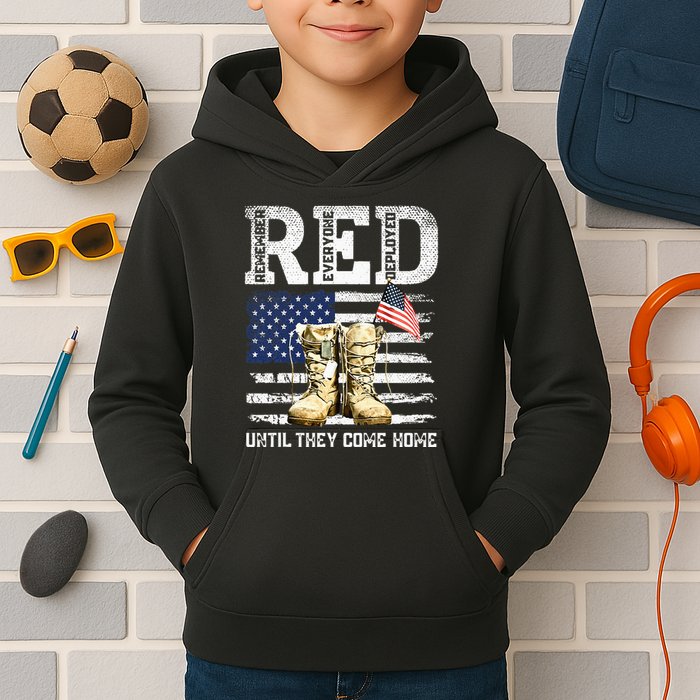 RED Friday Remember Everyone Deployed Every Friday Veterans Kids Hoodie