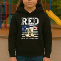 RED Friday Remember Everyone Deployed Every Friday Veterans Kids Hoodie