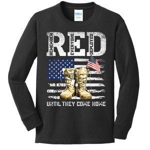 RED Friday Remember Everyone Deployed Every Friday Veterans Kids Long Sleeve Shirt