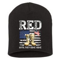 RED Friday Remember Everyone Deployed Every Friday Veterans Short Acrylic Beanie