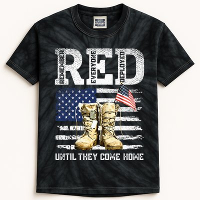 RED Friday Remember Everyone Deployed Every Friday Veterans Kids Tie-Dye T-Shirt