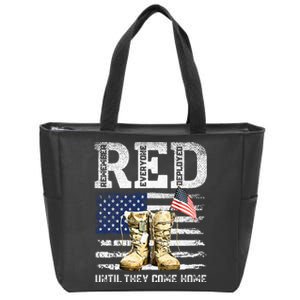 RED Friday Remember Everyone Deployed Every Friday Veterans Zip Tote Bag