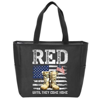 RED Friday Remember Everyone Deployed Every Friday Veterans Zip Tote Bag