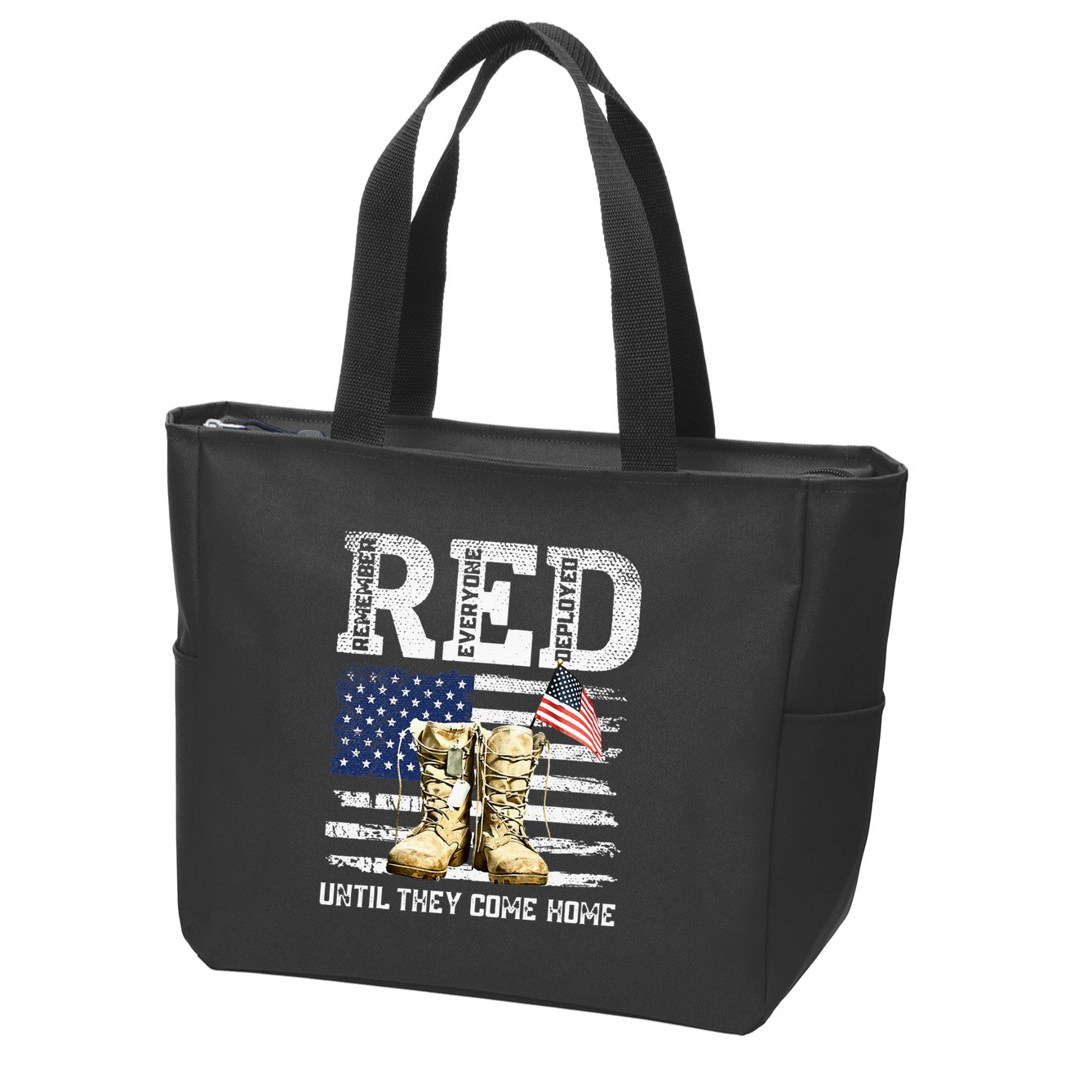 RED Friday Remember Everyone Deployed Every Friday Veterans Zip Tote Bag