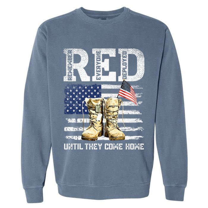 RED Friday Remember Everyone Deployed Every Friday Veterans Garment-Dyed Sweatshirt