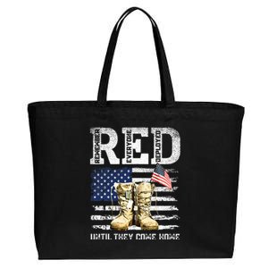 RED Friday Remember Everyone Deployed Every Friday Veterans Cotton Canvas Jumbo Tote