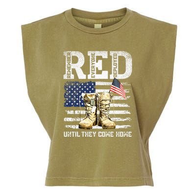 RED Friday Remember Everyone Deployed Every Friday Veterans Garment-Dyed Women's Muscle Tee