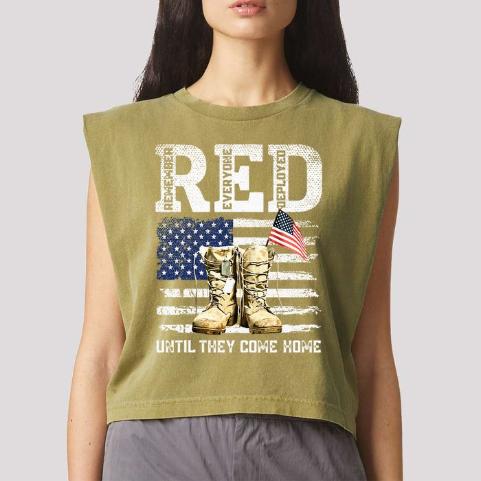 RED Friday Remember Everyone Deployed Every Friday Veterans Garment-Dyed Women's Muscle Tee