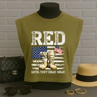 RED Friday Remember Everyone Deployed Every Friday Veterans Garment-Dyed Women's Muscle Tee