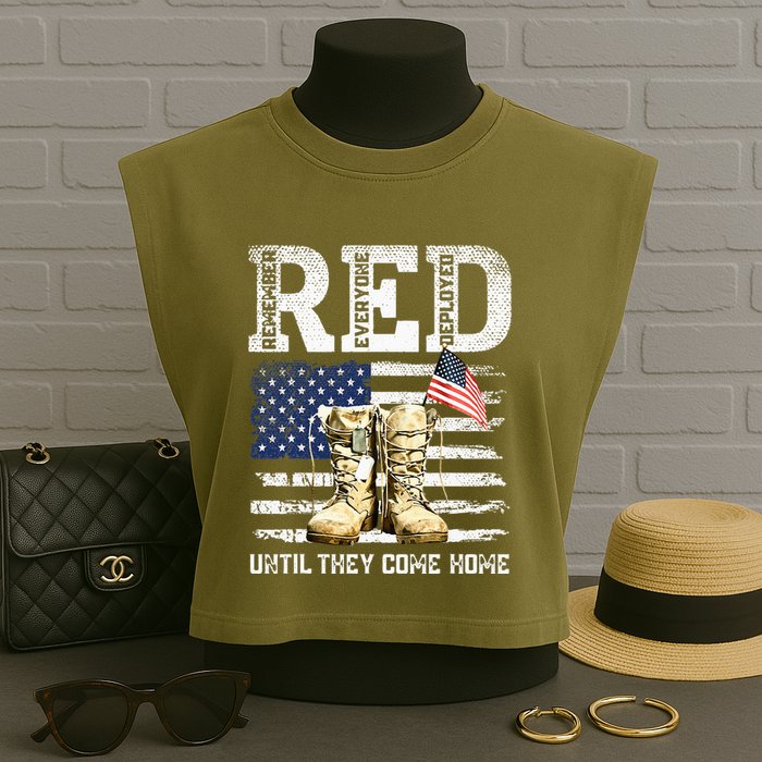 RED Friday Remember Everyone Deployed Every Friday Veterans Garment-Dyed Women's Muscle Tee