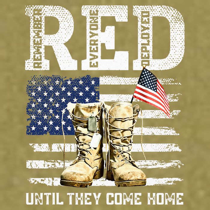 RED Friday Remember Everyone Deployed Every Friday Veterans Garment-Dyed Women's Muscle Tee
