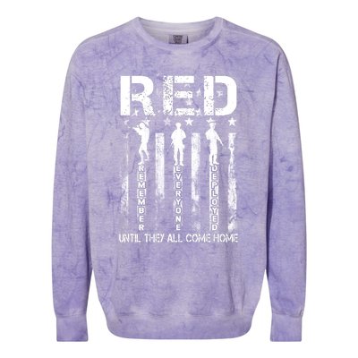 Red Friday Remember Everyone Deployed Colorblast Crewneck Sweatshirt