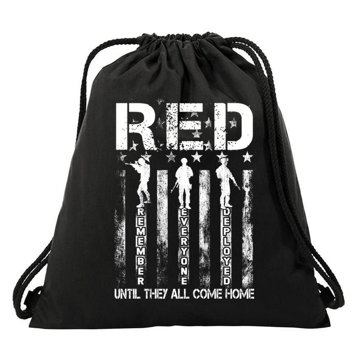 Red Friday Remember Everyone Deployed Drawstring Bag