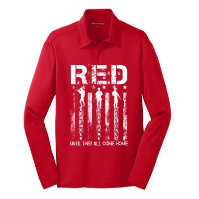 Red Friday Remember Everyone Deployed Silk Touch Performance Long Sleeve Polo