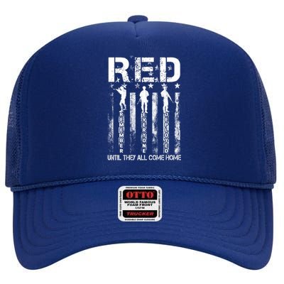 Red Friday Remember Everyone Deployed High Crown Mesh Back Trucker Hat