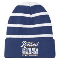 RetiredS Funny Retirement Retired Dad Retirement Striped Beanie with Solid Band