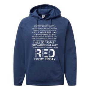 Red Friday Remember The Deployed Military Troops Poem Performance Fleece Hoodie