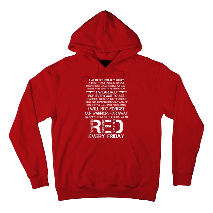 Red Friday Remember The Deployed Military Troops Poem Hoodie