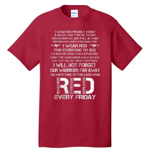 Red Friday Remember The Deployed Military Troops Poem Tall T-Shirt