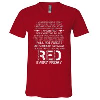 Red Friday Remember The Deployed Military Troops Poem V-Neck T-Shirt