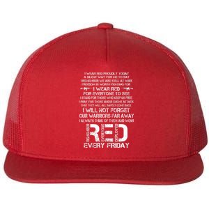 Red Friday Remember The Deployed Military Troops Poem Flat Bill Trucker Hat