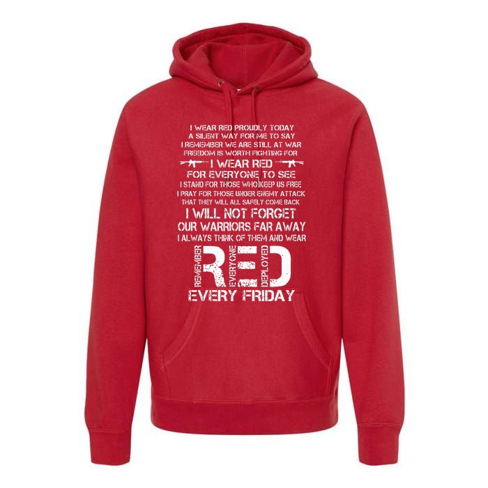 Red Friday Remember The Deployed Military Troops Poem Premium Hoodie