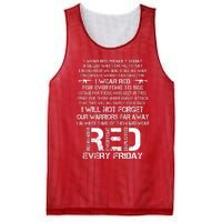 Red Friday Remember The Deployed Military Troops Poem Mesh Reversible Basketball Jersey Tank