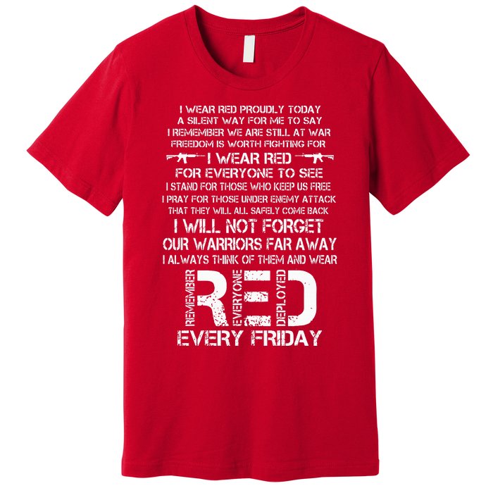 Red Friday Remember The Deployed Military Troops Poem Premium T-Shirt