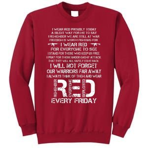 Red Friday Remember The Deployed Military Troops Poem Tall Sweatshirt