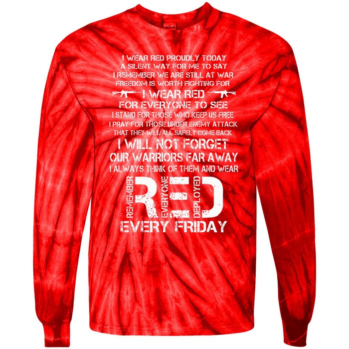 Red Friday Remember The Deployed Military Troops Poem Tie-Dye Long Sleeve Shirt