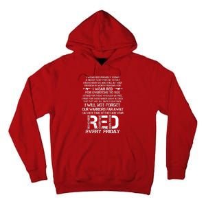 Red Friday Remember The Deployed Military Troops Poem Tall Hoodie