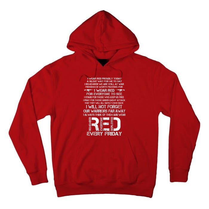 Red Friday Remember The Deployed Military Troops Poem Tall Hoodie