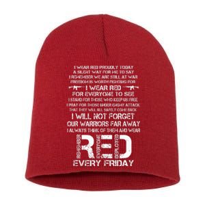 Red Friday Remember The Deployed Military Troops Poem Short Acrylic Beanie