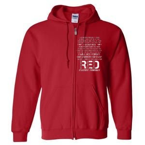 Red Friday Remember The Deployed Military Troops Poem Full Zip Hoodie